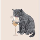 Card - Burmese Cat Enjoying Prosecco by Alissa Levy
