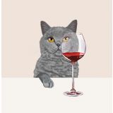 Card - Burmese Cat & Red Wine by Alissa Levy
