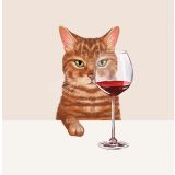 Card - Ginger Cat & Red Wine by Alissa Levy
