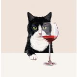 Card - Tuxedo Cat & Red Wine by Alissa Levy
