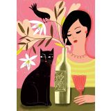 Card - Wine & Cat by Mira Paradies