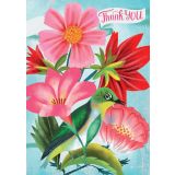 Card - Green Bird & Flowers Thank You by Mira Paradies