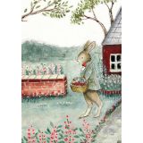 Card - Bunny Strawberry Picking by Michelle Pleasance