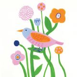 Card - Pink Bird In A Colourful Tree by Prue Pittock