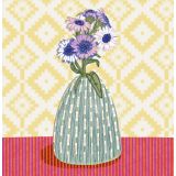 Card - Purple Flowers In a Textured Vase S by Robyn Hammond