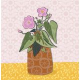 Card - Purple Flowers In a Brown Vase by Robyn Hammond