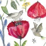 Card - Grey Birds on Poppies by Shaney Hyde