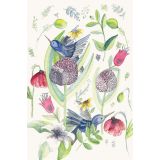 Card - Blue Hummingbirds & Flowers by Shaney Hyde