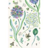 Card - Grey Birds, Butterflies & Colourful Flowers by Shaney Hyde