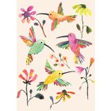 Card - Hummingbirds On Beige by Subhashini Narayanan