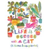 Card - Life Is Better With A Cat & Plants by Subhashini Narayanan