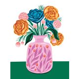 Card - Flowers in a Pink Vase by Tara Reed