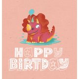 Card - Happy Birthday, Red & Orange Dinosaur by Chrisillo