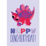 Card - Happy Birthday, Red & Purple Dinosaur by Chrisillo