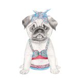 Card - Bikini Pug by Chelsea Tobin