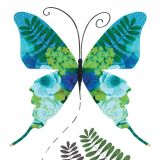 Card - Blue & Green Floral Butterfly by Deb Hudson