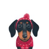 Card - Festive Dachshund by Deb Hudson