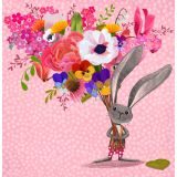 Card - Bunny Holding Bouquet by Deb Hudson