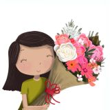 Card - Girl & Bouquet by Deb Hudson