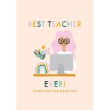 Card - Pink Best Teacher Ever by Duchess Plum