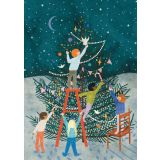 Card - Kids Dressing a Christmas Tree by Elisabeth Dorrian