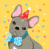 Card - Blue Frenchie by Emma Whitelaw