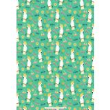 Wrapping Sheets - White Cocky On Green by Emma Whitelaw