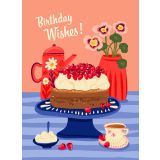 Card - Birthday Wishes Raspberry Cake by Emma Whitelaw