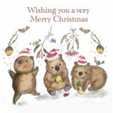 Card - Wishing You a Merry Christmas, Wombats by Shaney Hyde