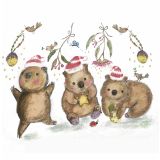 Card - Wombats Wearing Santa Claus Hats by Shaney Hyde