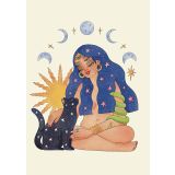 Card - Girl & Cat by Little Eyes Alien