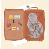 Card - Burmese Cat in a Brown Luggage by Alissa Levy
