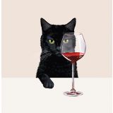 Card - Black Cat & Red Wine by Alissa Levy
