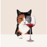 Card - Calico Cat & Red Wine by Alissa Levy
