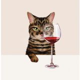 Card - Mackerel Cat & Red Wine by Alissa Levy
