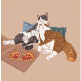 Card - Cats Netflix & Eating Pizza by Alissa Levy
