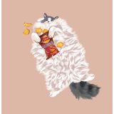 Card -  Fluffy Cat Holding Chips by Alissa Levy