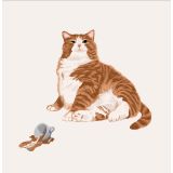 Card - Ginger Cat Having a Cappuccino by Alissa Levy