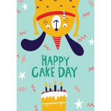 Card - Happy Cake Day (Yellow Dog) by Lucy Maggie Designs