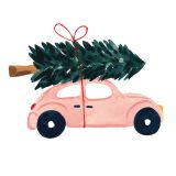 Card - Christmas Volkswagen Beetle by Sabina Fenn