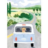 Card - Golden Retriever In a Kombi Van by Sabina Fenn