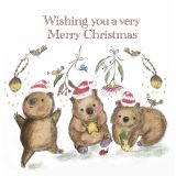 Card - S Wishing You a Merry Christmas, Wombats by Shaney Hyde