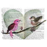 Card - Pink & Grey Birds by Shaney Hyde