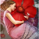 Card - Girl Hugging Flower by Catrin