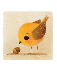 Card - Acorn & Yellow Bird by Caroline McPherson
