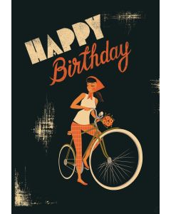 Card - Happy Birthday, Girl on a Bike by Chrisillo