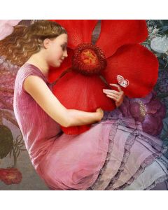 Card - Girl Hugging Flower by Catrin