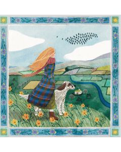 Card - Girl & Dog Countryside by Elisabeth Dorrian