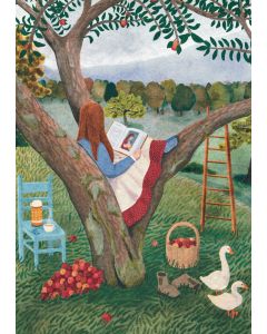 Card - Girl Reading in an Apple Tree by Elisabeth Dorrian