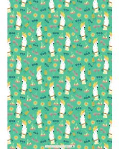 Wrapping Sheets - White Cocky On Green by Emma Whitelaw
